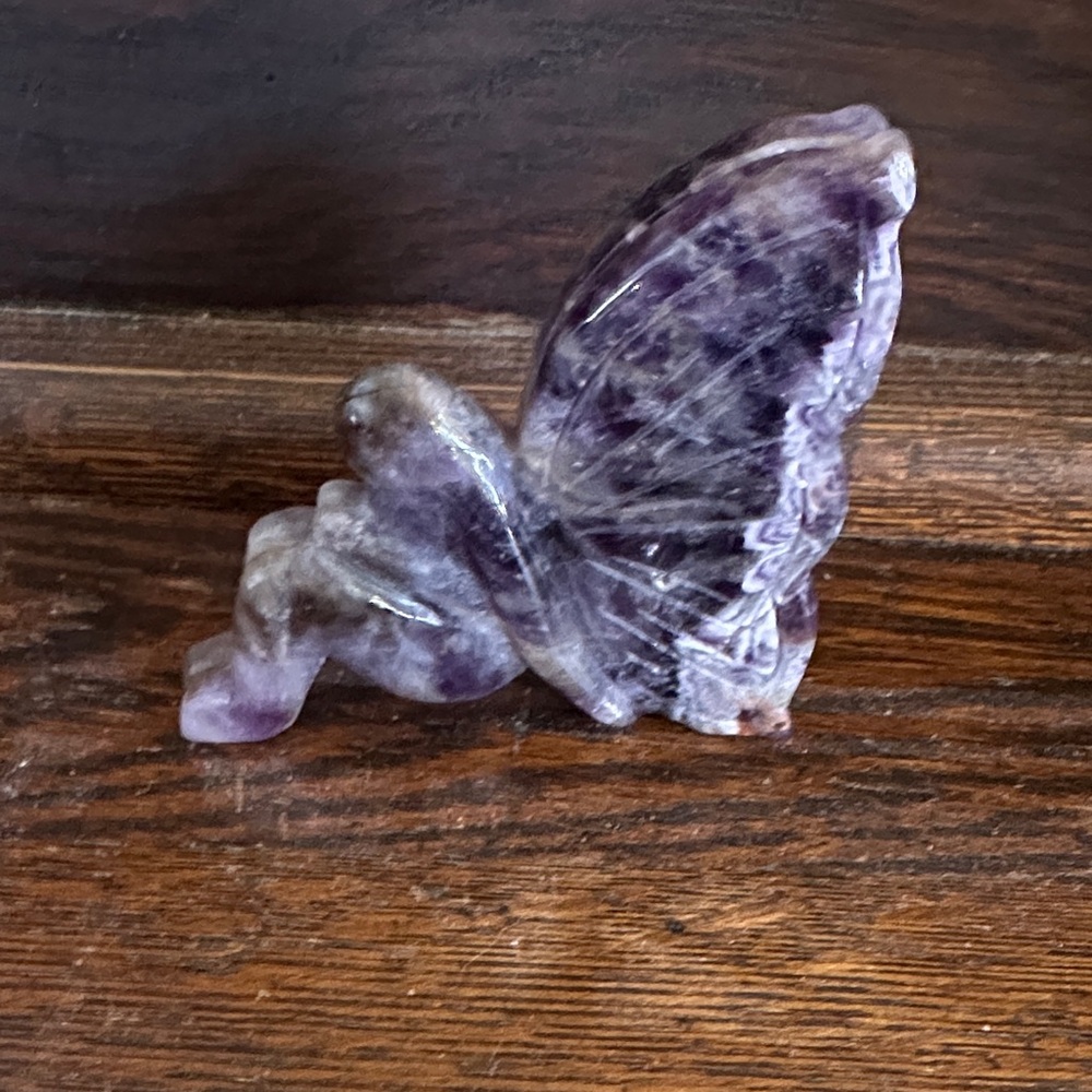 Amethyst Butterfly Carving - Purple Crystal Home Art